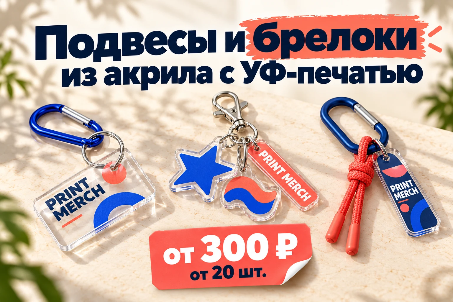 Подвесы и брелоки из акрила с УФ-печатью от 300 рублей при заказе от 20 штук.